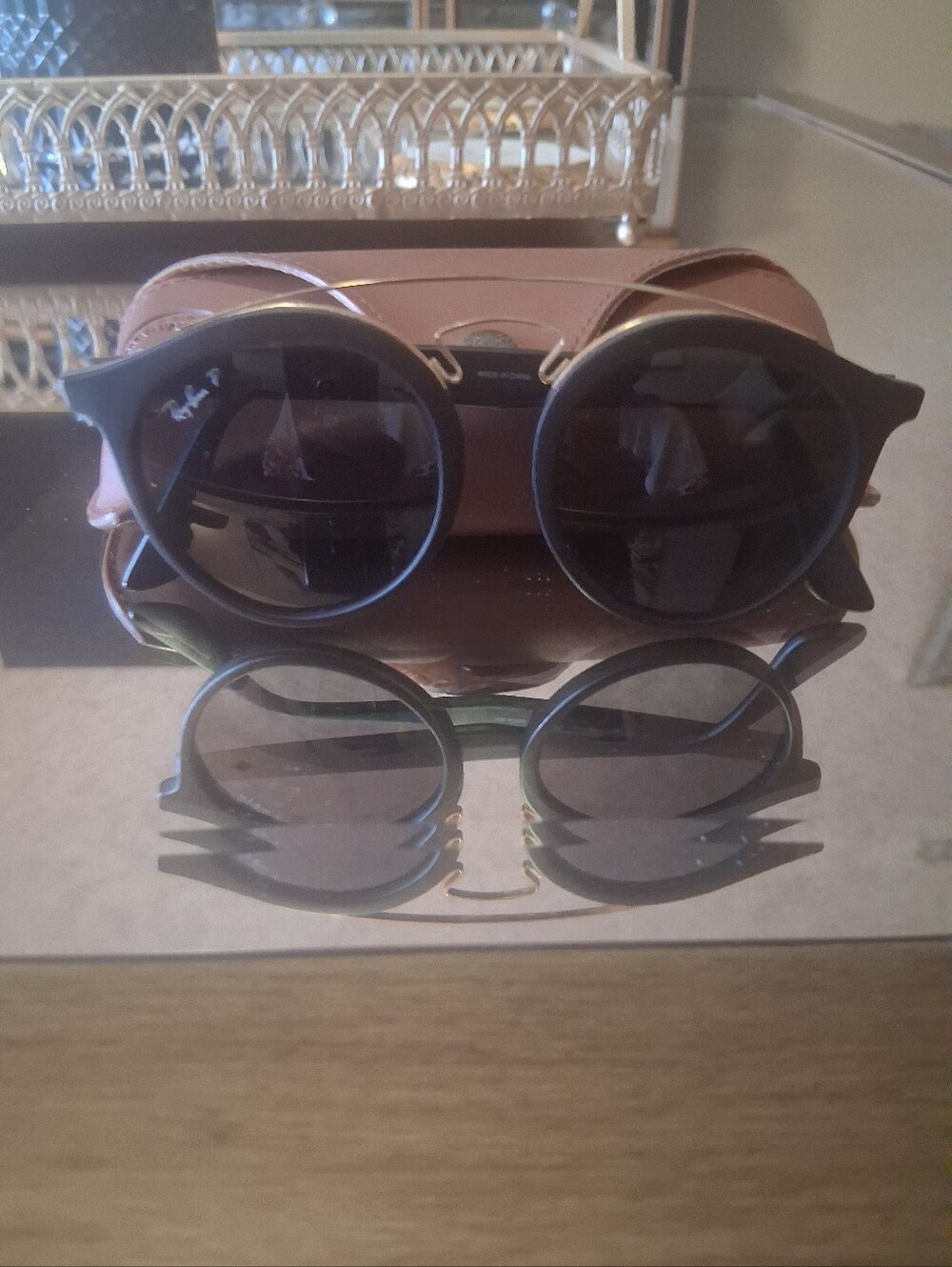Ray Ban RB4256F Fashion Round Black and Gold Sunglasses - Picture 9 of 10